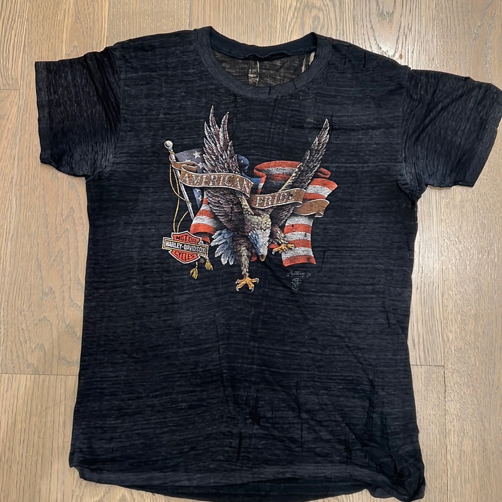 One of a kind vintage Harley tee. Only one in earth I’ll bet!